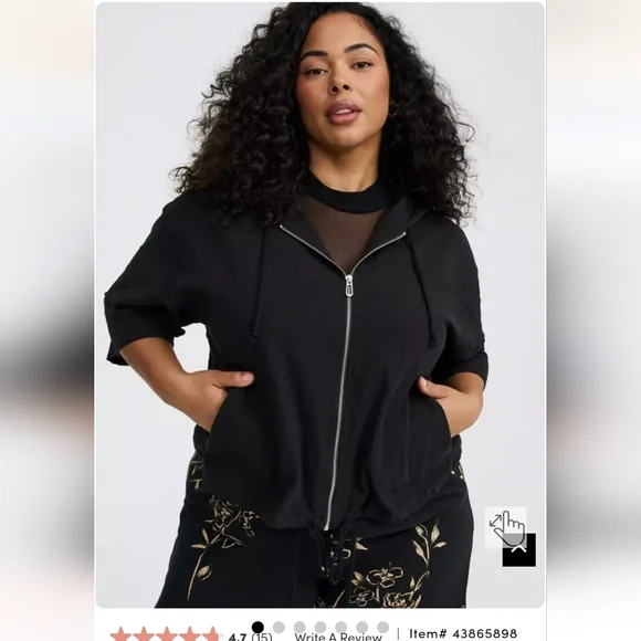 NWT Cropped Zip-Up Hoodie 1X - Picture 1 of 10